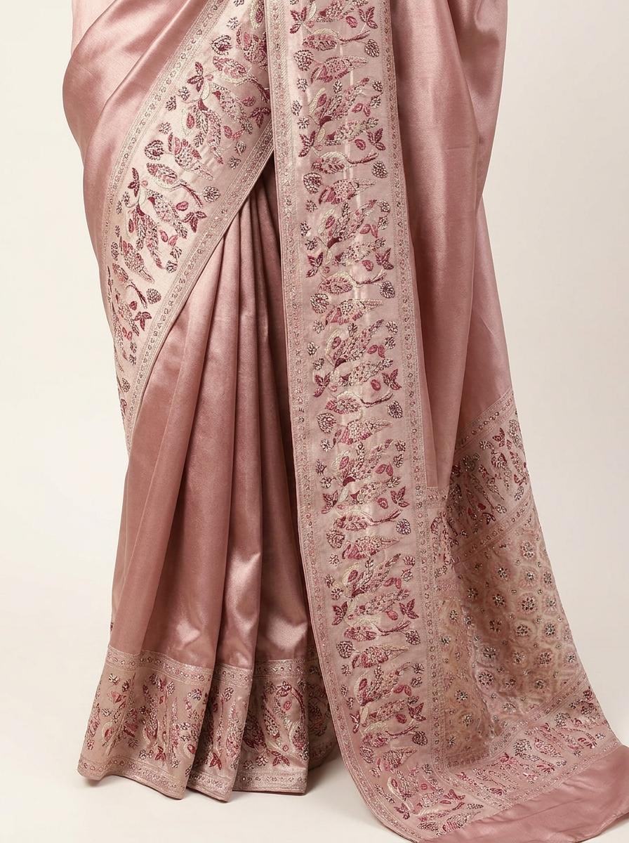 Red Tissue Banarasi Silk Saree with Swarovski work and unstitched blouse