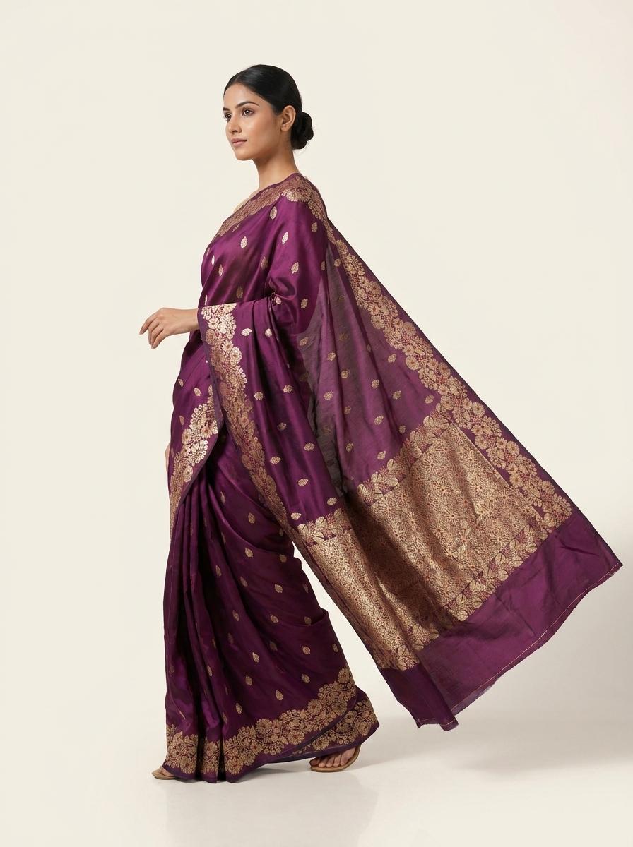 Wine Taskshshila Paithani with All over Butti
