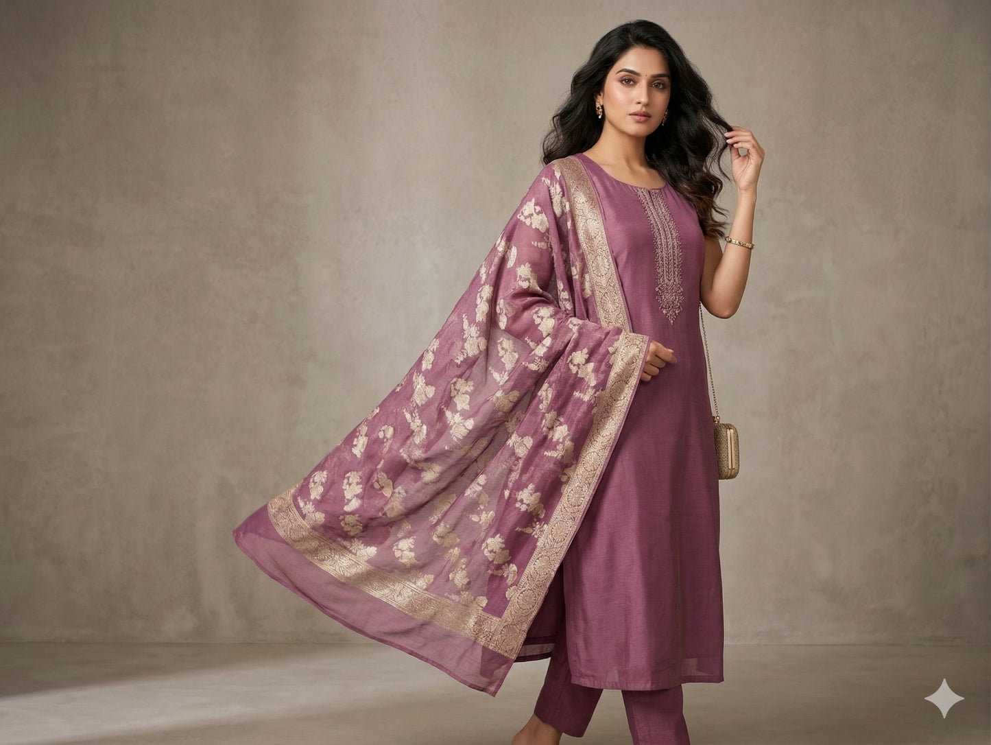 Purple dress with chanderi dupatta