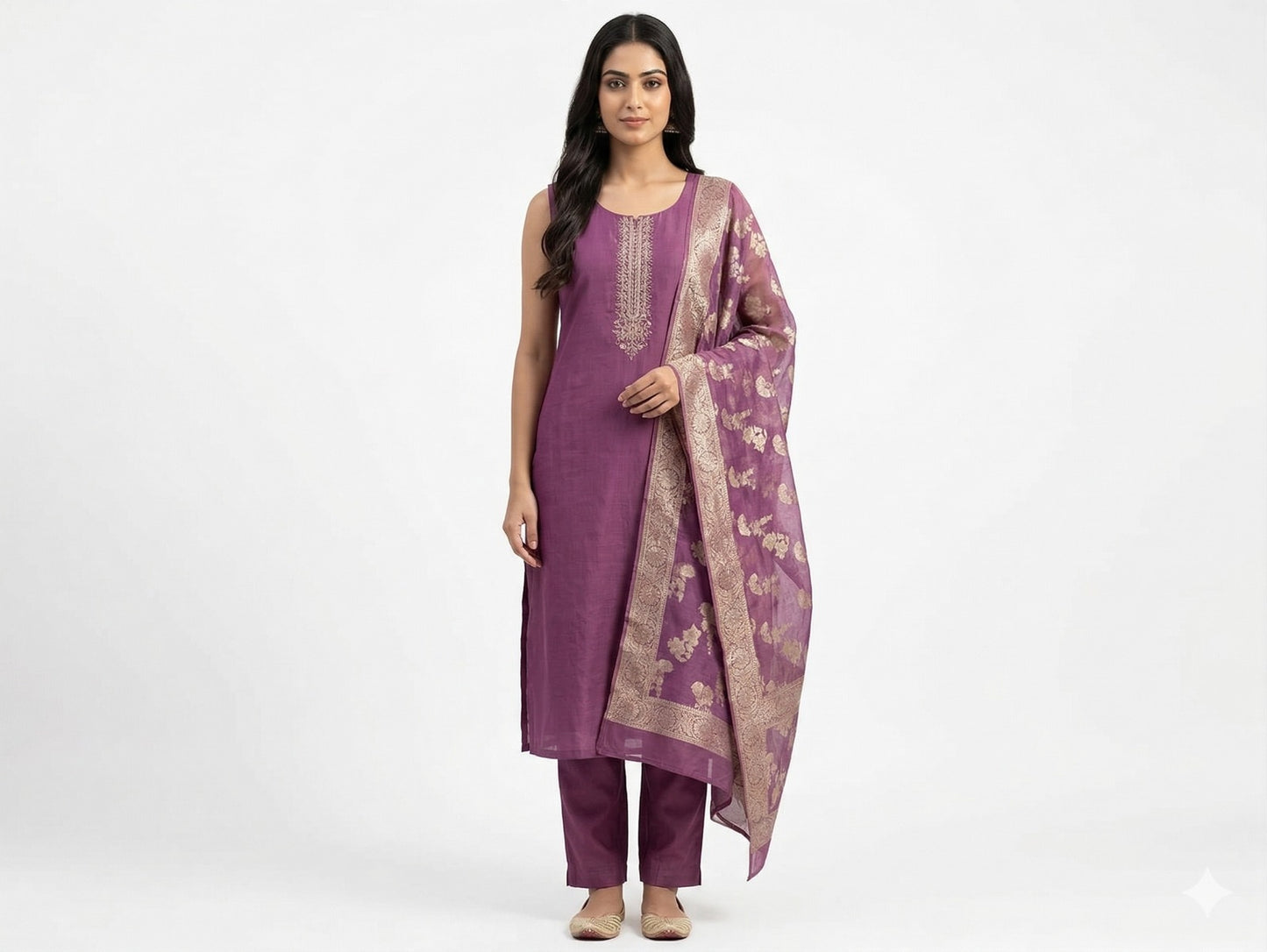 Purple dress with chanderi dupatta