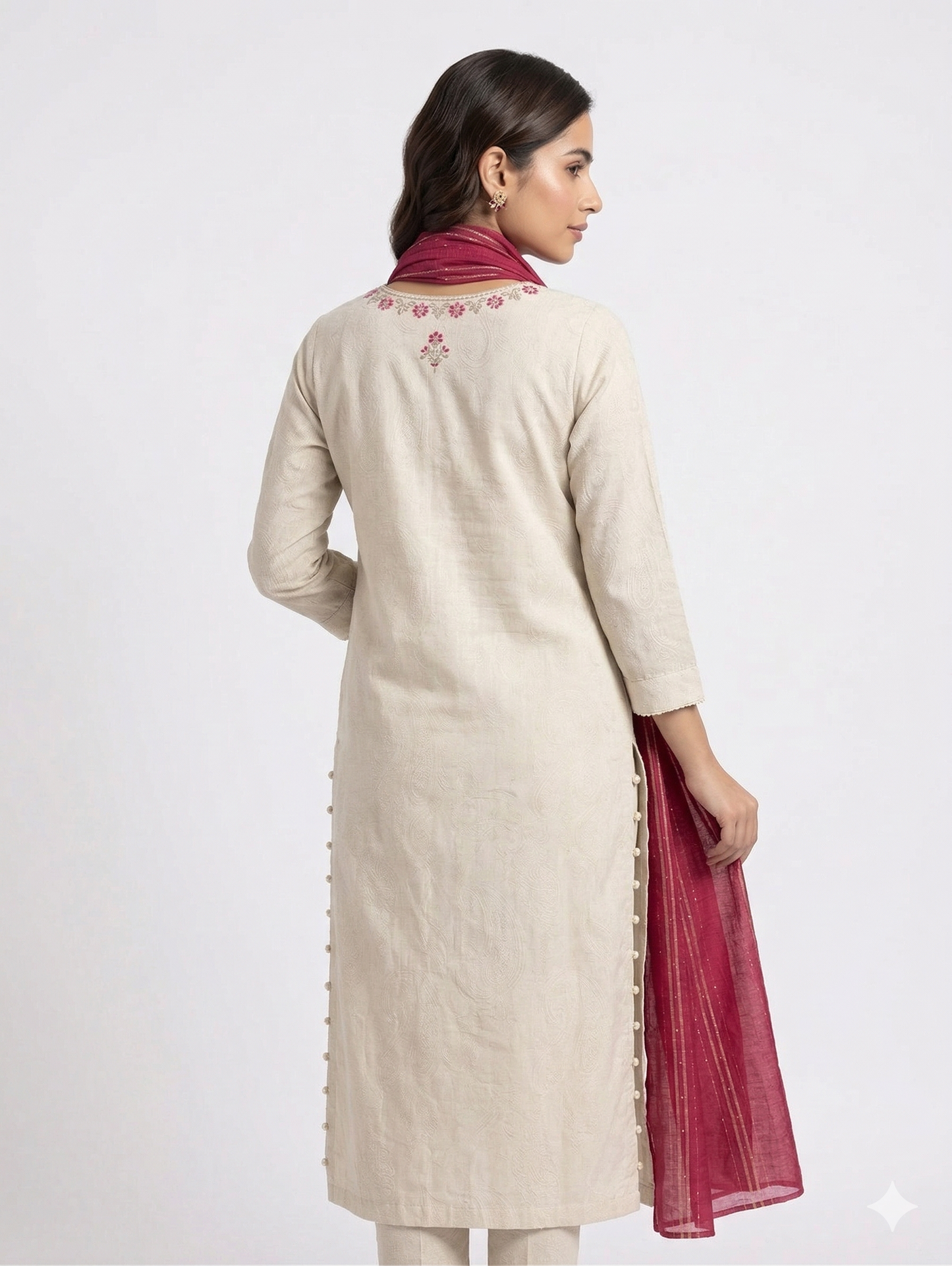 Cream kurta with lovely floral embroidery